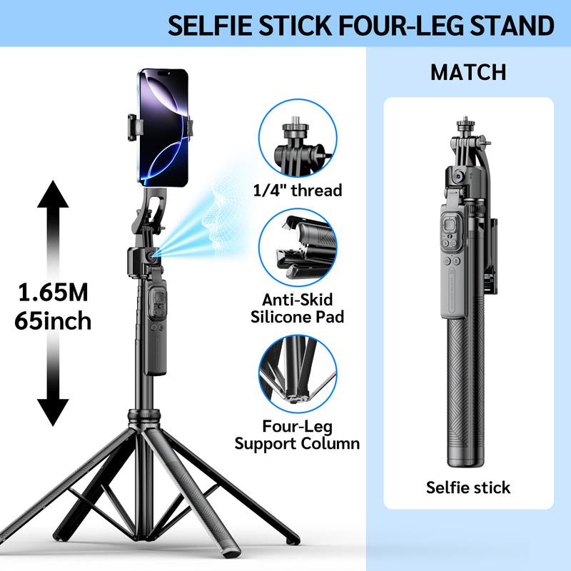 64" Auto Face Tracking Tripod for Iphone,No App,360° Rotation Smartphone Stand Tripod with Rechargeable Remote Control for Tiktok Contentcreation Vlog Video Recording Travel Cellphone Selfie