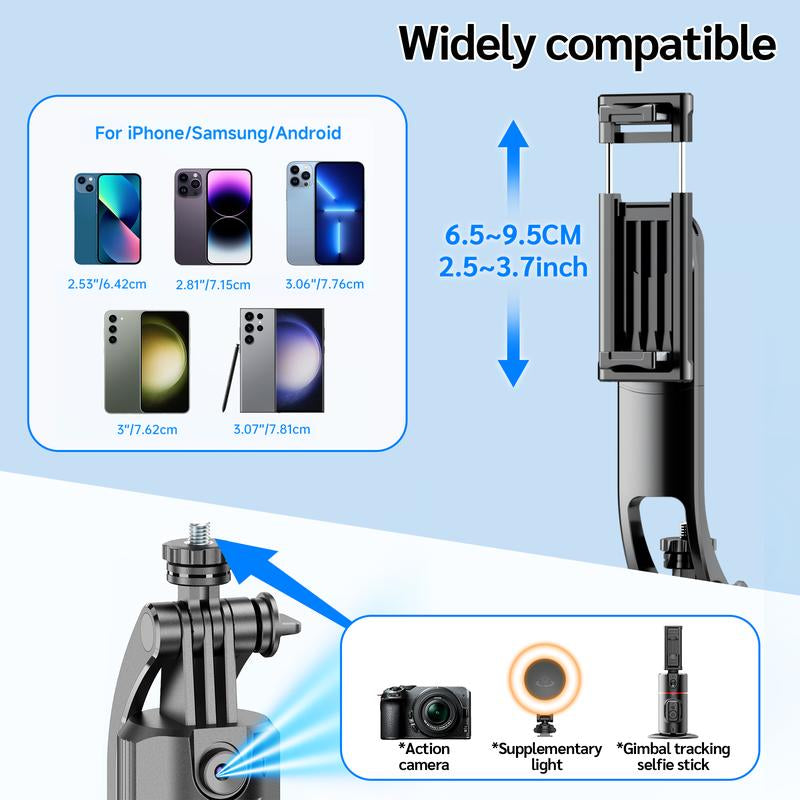 64" Auto Face Tracking Tripod for Iphone,No App,360° Rotation Smartphone Stand Tripod with Rechargeable Remote Control for Tiktok Contentcreation Vlog Video Recording Travel Cellphone Selfie