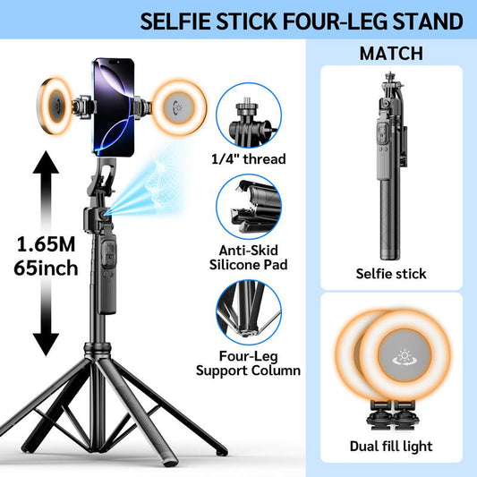 64" Auto Face Tracking Tripod for Iphone,No App,360° Rotation Smartphone Stand Tripod with Rechargeable Remote Control for Tiktok Contentcreation Vlog Video Recording Travel Cellphone Selfie
